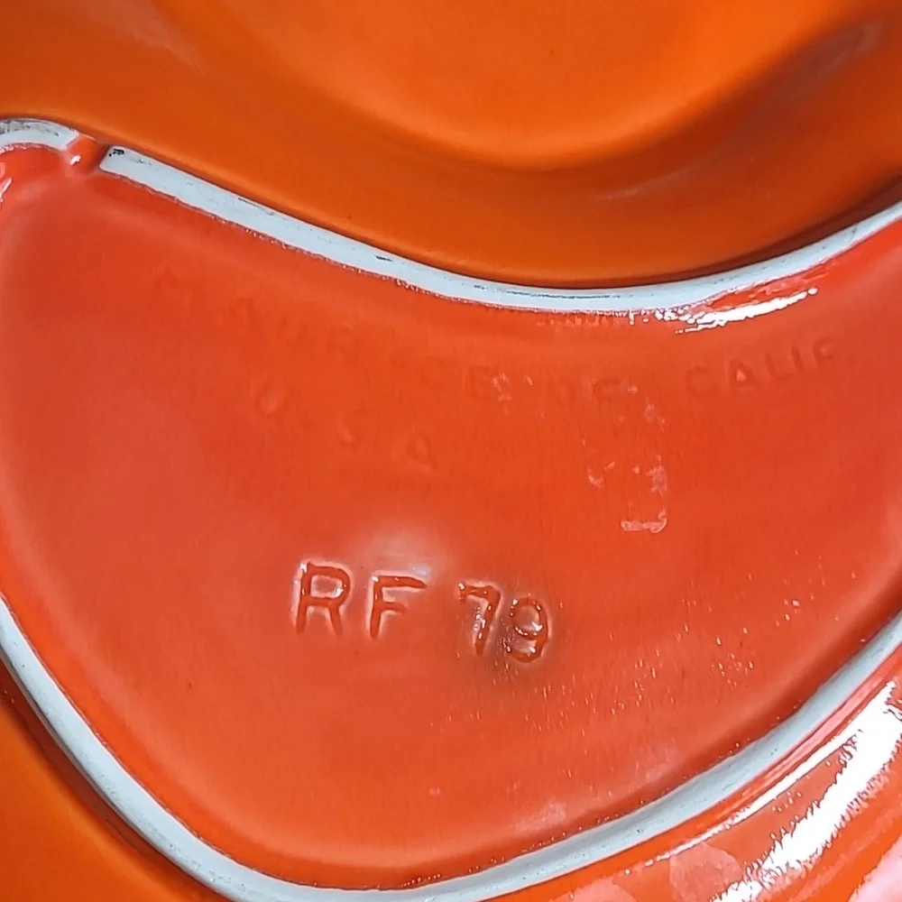 Vintage Maurice's of California Pottery Orange Glaze Chip and Dip Bowl